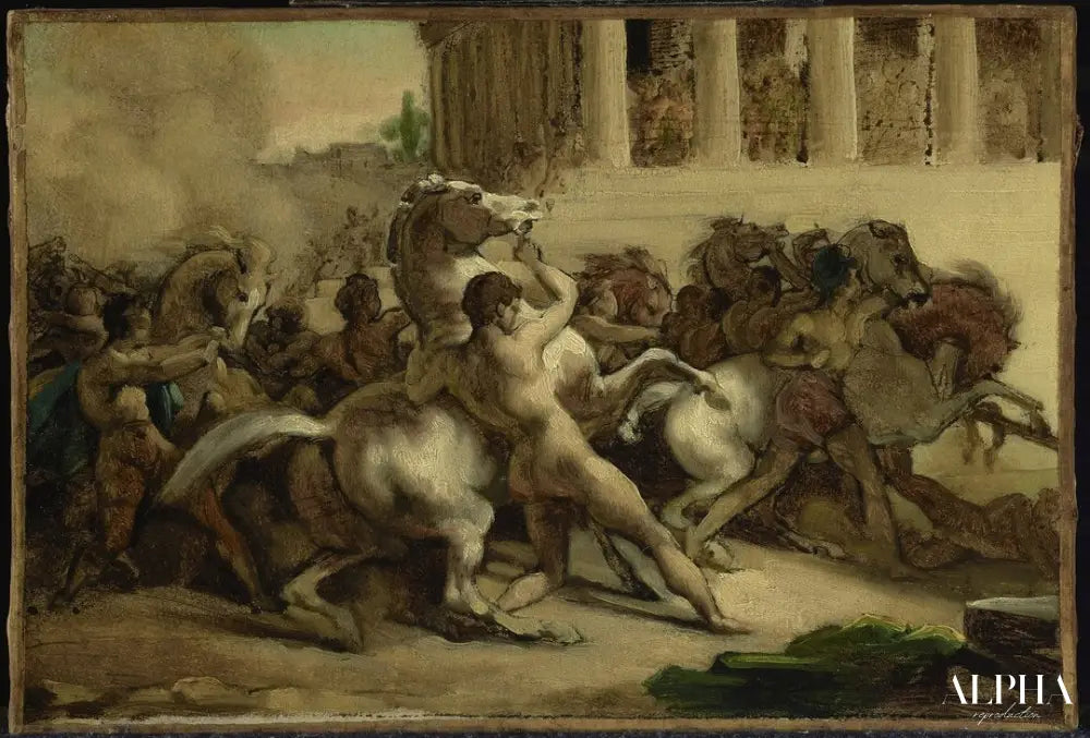 La course des chevaux sans cavalier - Théodore Géricault - Reproductions de tableaux et peintures haut de gamme