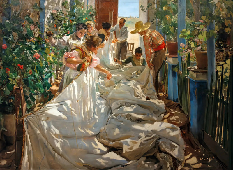 Die Näherei des Segels - Joaquín Sorolla