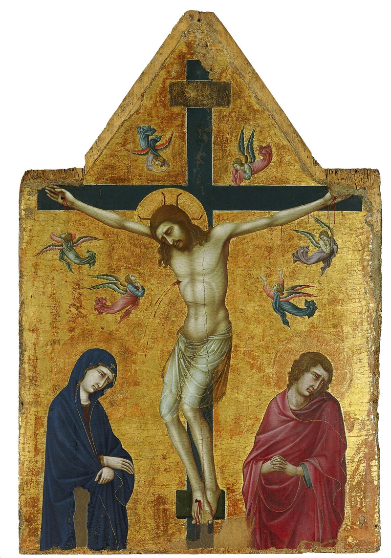 Die Kreuzigung mit der Jungfrau, dem heiligen Johannes und den Engeln - Ugolino di Nerio