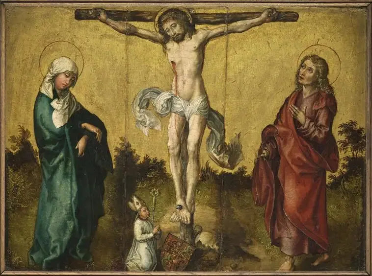 Die Kreuzigung mit der Jungfrau, dem heiligen Johannes und einem Stifter - Albrecht Dürer