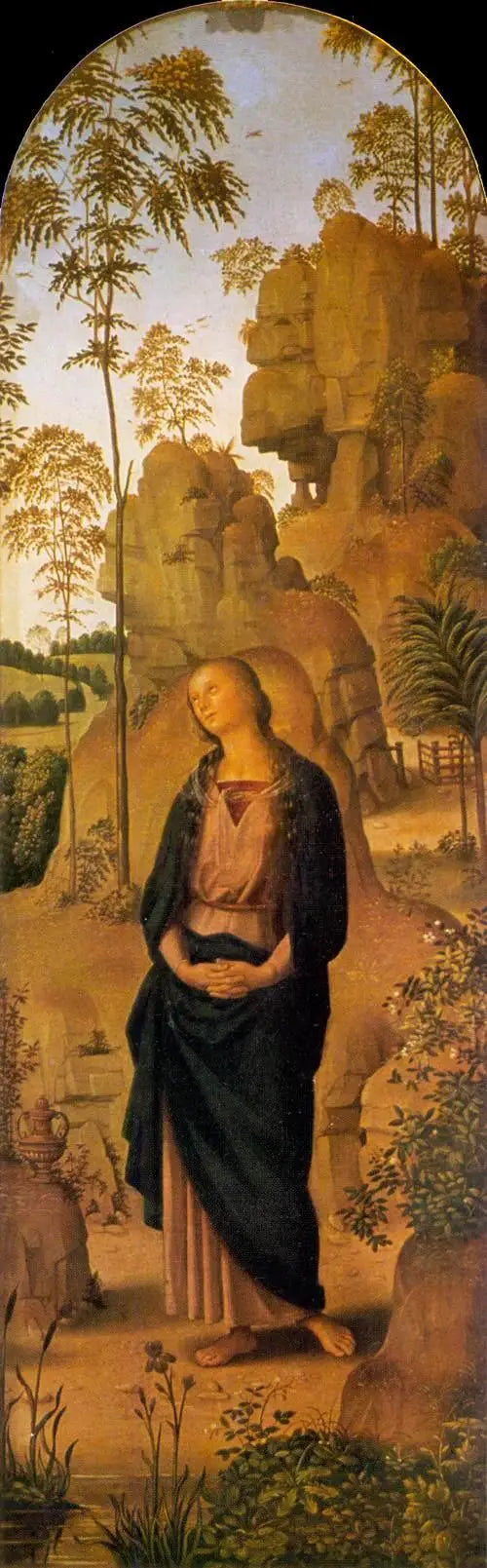 La Crucifixion avec la Vierge, saint Jean, saint Jérôme et sainte Marie-Madeleine [panneau de droite] - Pietro Perugino image 1 copie peinte à la main à l’huile