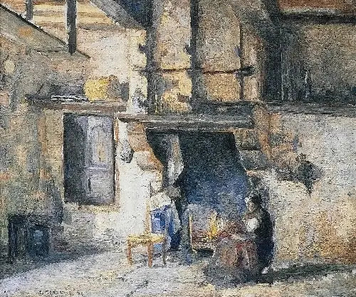 Die Küche des Hauses Piette, Montfoucault - Camille Pissarro