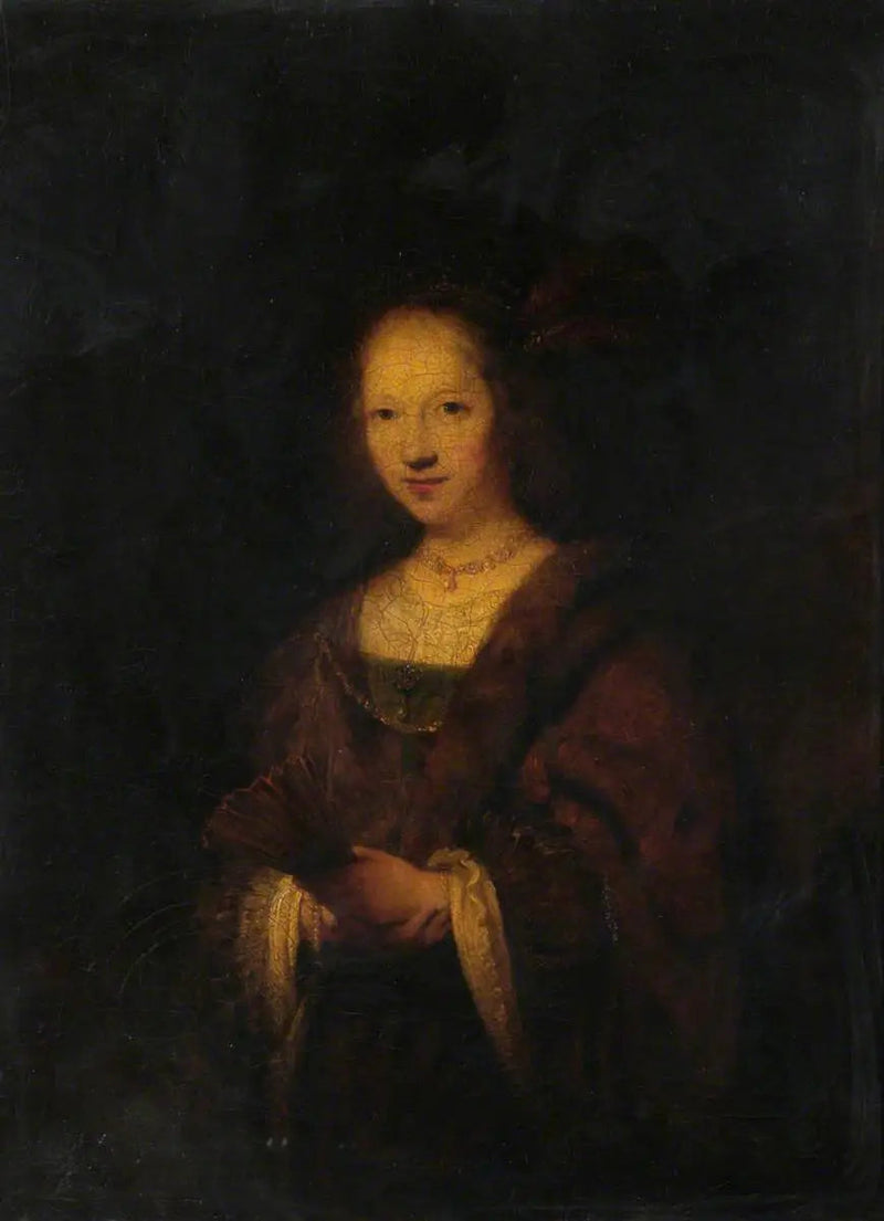 Die Dame mit dem Fächer (nach Rembrandt) - Joshua Reynolds