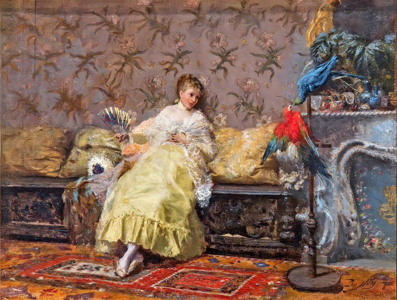 Die Dame mit Papageien - Giuseppe De Nittis