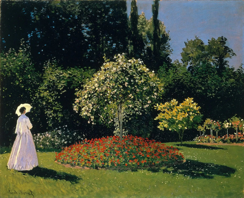 Die Dame in Weiß im Garten - Claude Monet