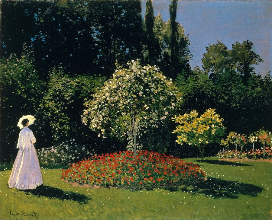 Die Dame in Weiß im Garten - Claude Monet