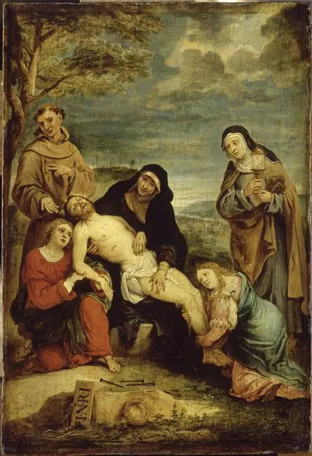 Die Klage Christi in Gegenwart ( mystisch) von Franz von Assisi und heilige Klara - David Teniers der Jüngere