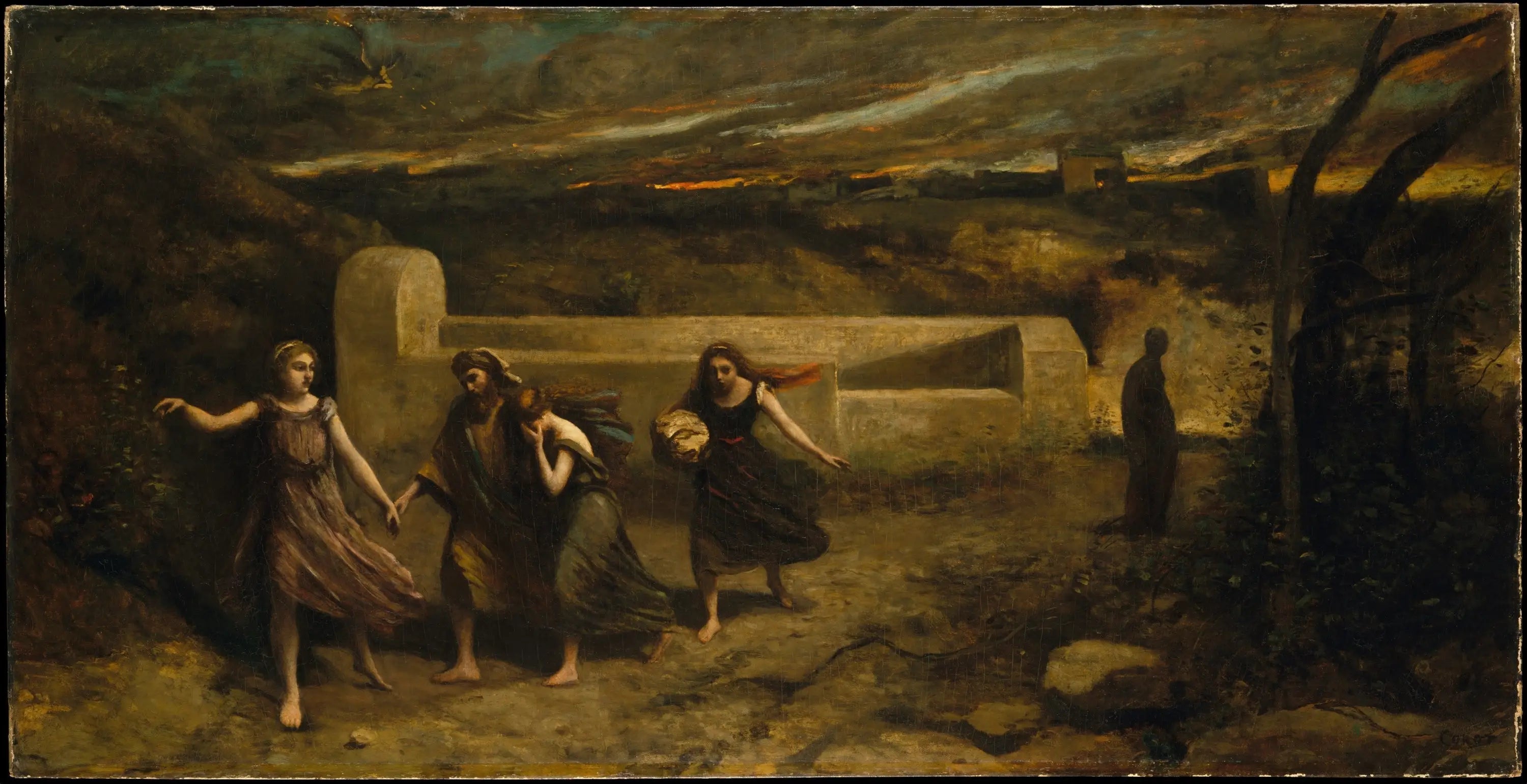La Destruction de Sodome - Jean-Baptiste Camille Corot image 1 copie peinte à la main à l’huile
