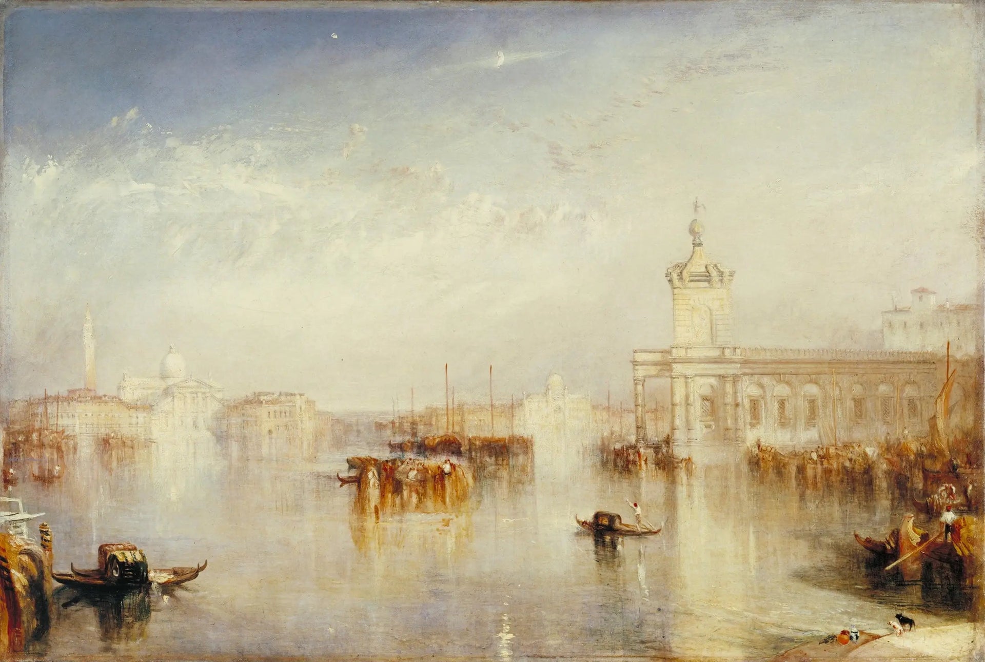 La Dogana, San Giorgio, Citella, de la Place de l'Europe - J. M. W. Turner image 1 copie peinte à la main à l’huile