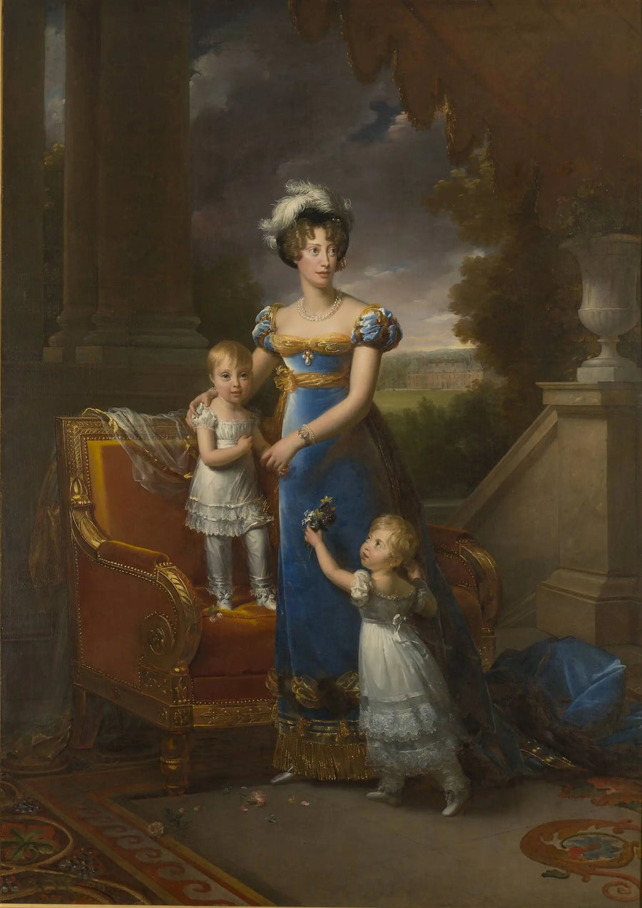 Die Herzogin von Berry und ihre Kinder vor dem Château de Rosny - François Gérard