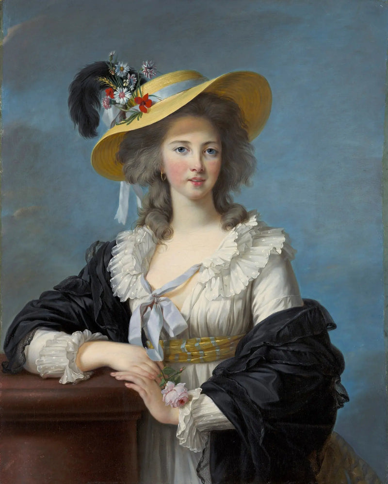 Die Herzogin von Polignac mit einem Strohhut - Élisabeth Vigée Le Brun