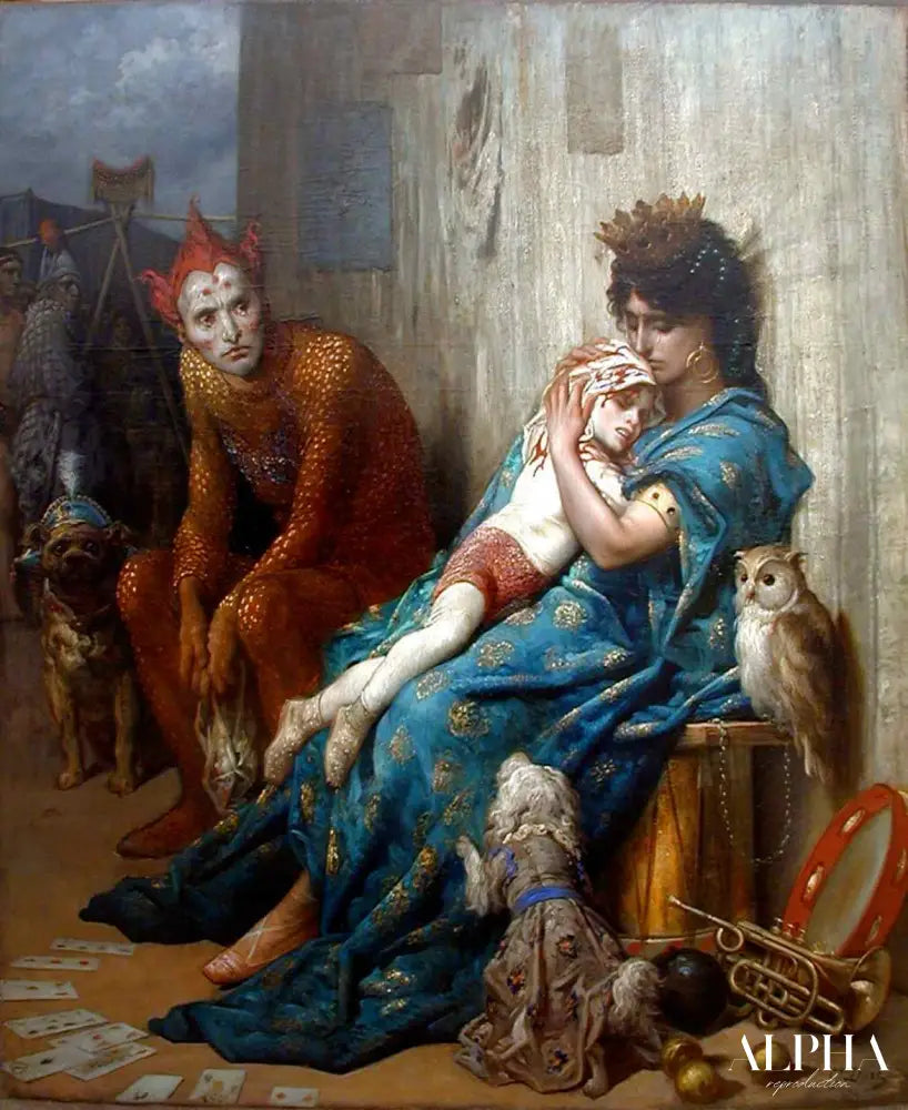 La Famille du Saltimbanque: L’Enfant Blessé - Gustave Doré Reproductions de tableaux à la peinture à l’huile