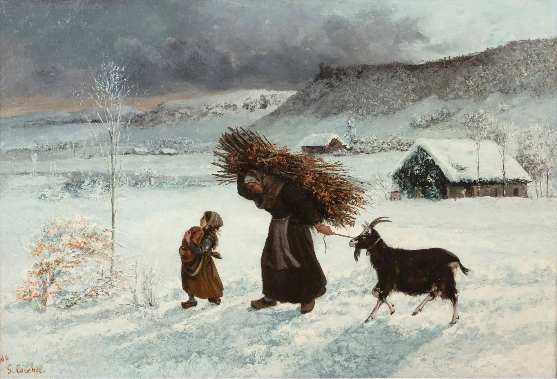 La Femme à la chèvre ou La Fagotière - Gustave Courbet image 1 copie peinte à la main à l’huile