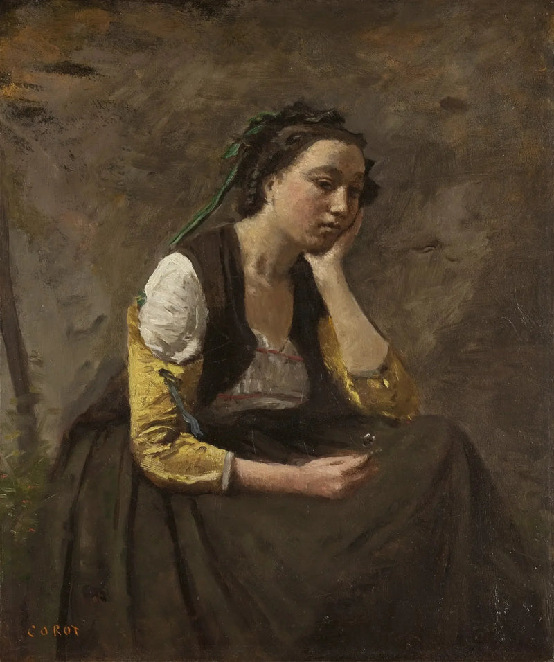 Die Frau mit dem Gedanken - Jean-Baptiste Camille Corot