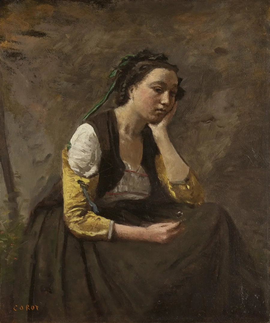 Die Frau mit dem Gedanken - Jean-Baptiste Camille Corot