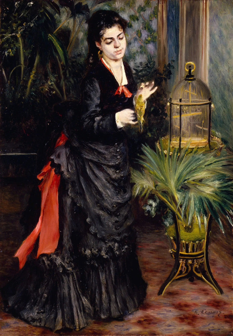 Die Frau mit dem Papagei - Pierre-Auguste Renoir