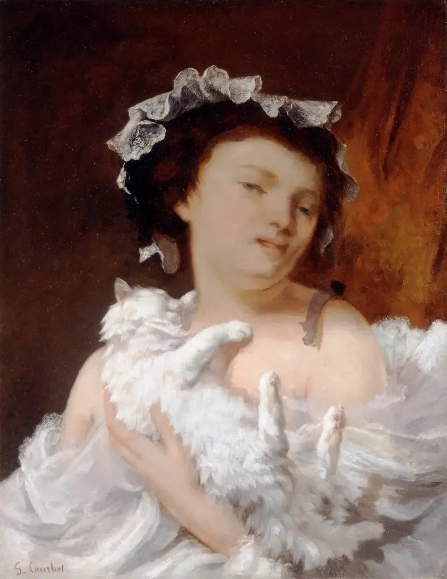 Die Frau mit der Katze - Gustave Courbet