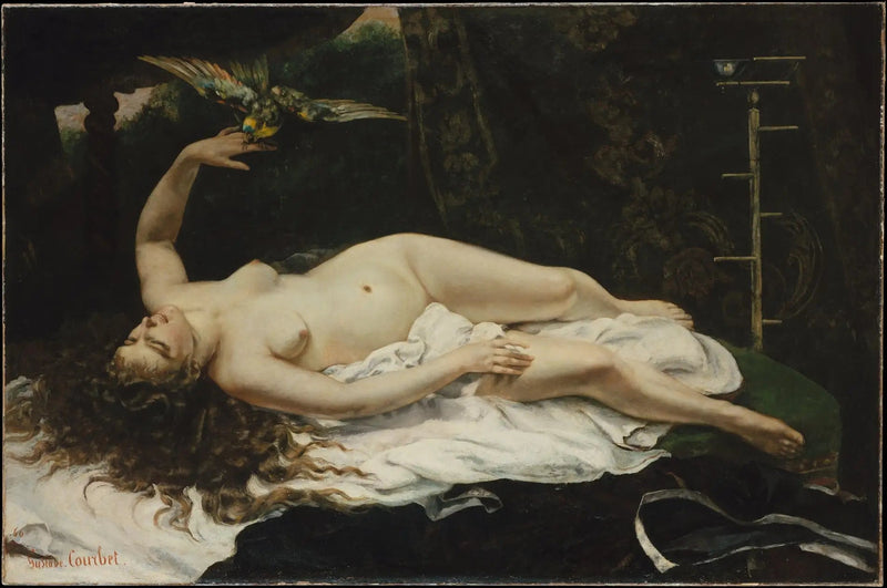 Die Frau mit dem Papagei - Gustave Courbet