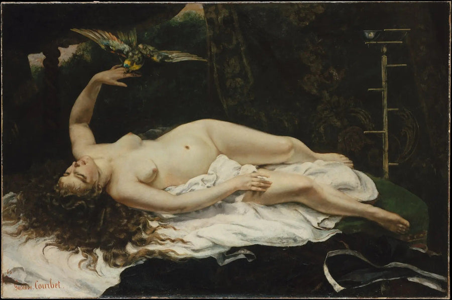 Die Frau mit dem Papagei - Gustave Courbet