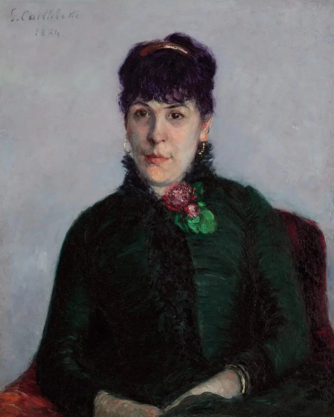 La femme aux roses - Gustave Caillebotte image 1 reproduction artisanale de tableau