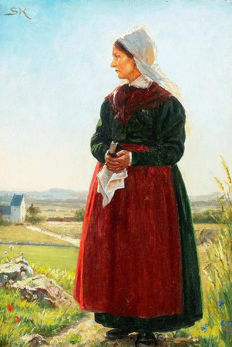 Die Frau eines Fischers, gekleidet für die Kirche. Arildsleje, Schweden. - Peder Severin Krøyer