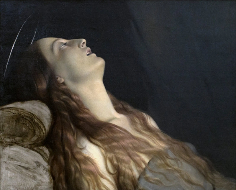 Die Frau des Künstlers, Louise Vernet, auf ihrem Sterbebett - Paul Delaroche