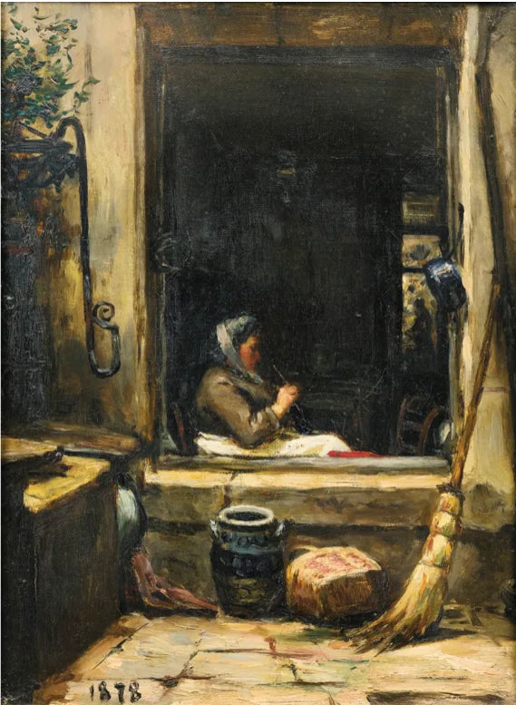 La Femme du boucher tricotant - Émile Friant