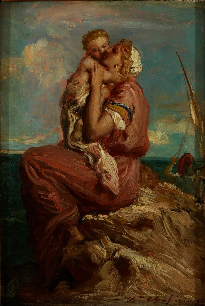 Die Frau des Fischers von Mola di Gaeta, die ihr Kind küsst - Théodore Chassériau