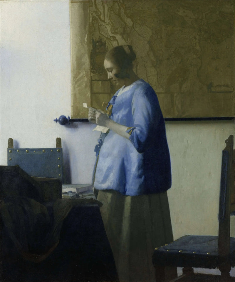 Die Frau in Blau, die einen Brief liest - Johannes Vermeer
