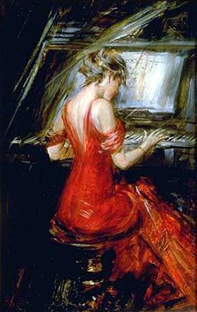 Die Frau in Rot - Giovanni Boldini