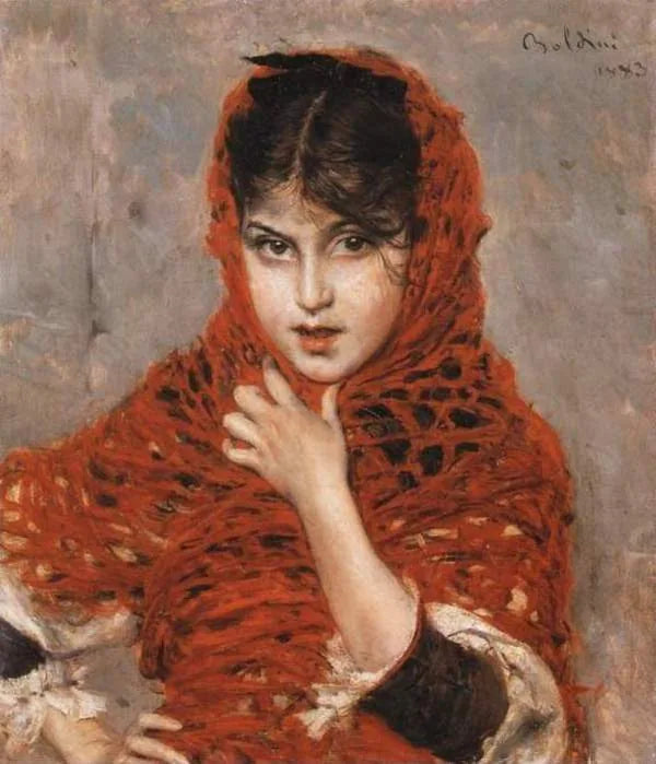 Das Mädchen mit rotem Schal - Giovanni Boldini