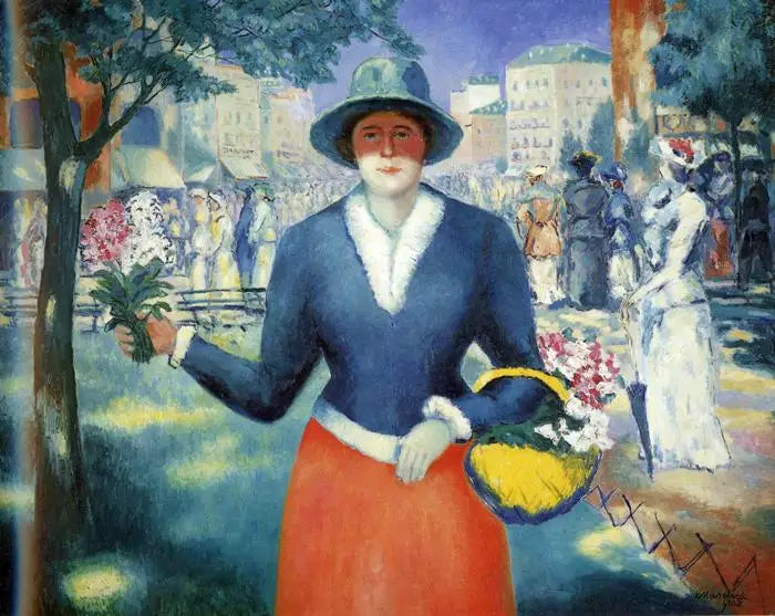 Das Mädchen mit Blumen III - Kazimir Malevich