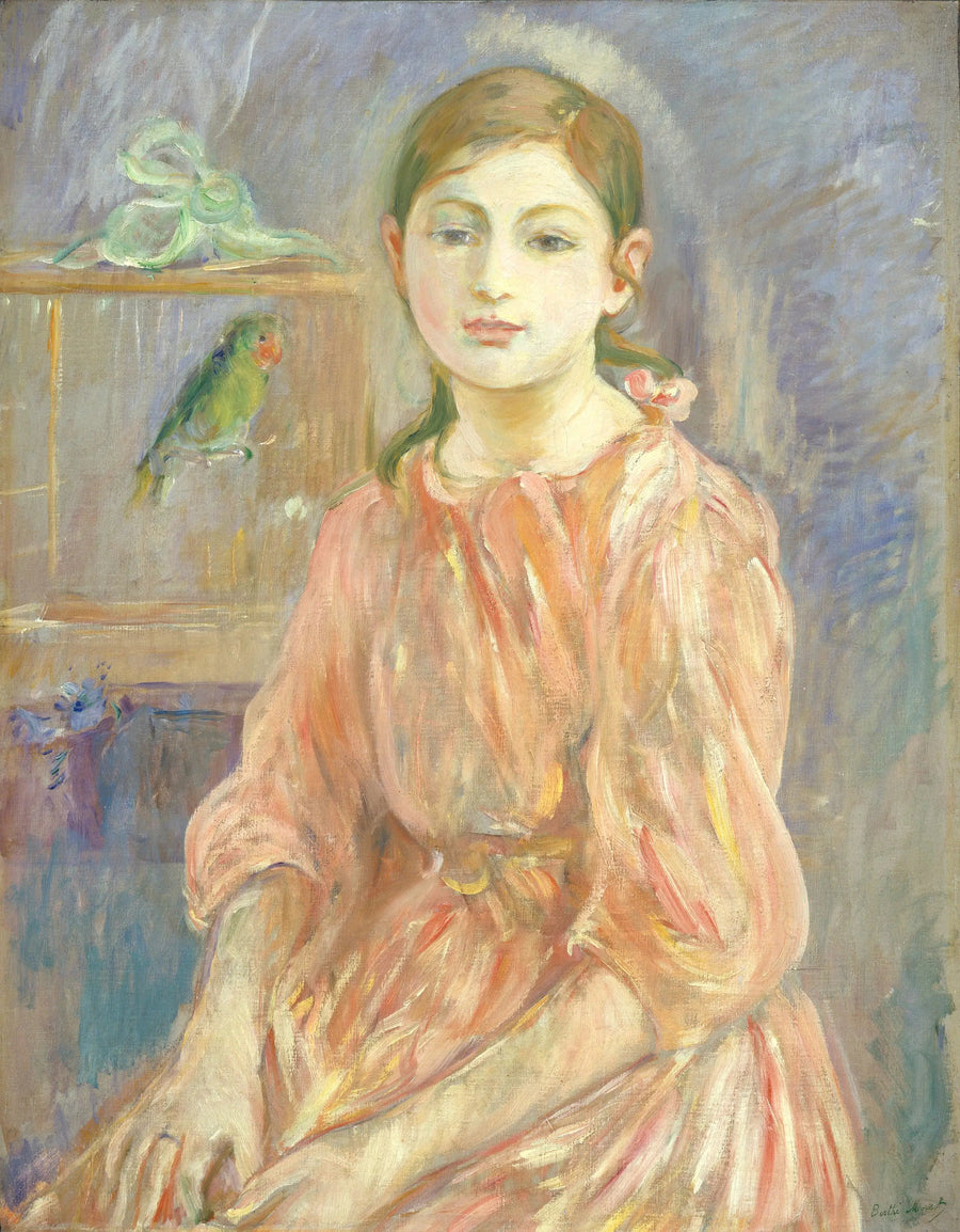 Das Mädchen des Künstlers mit einem Wellensittich - Berthe Morisot