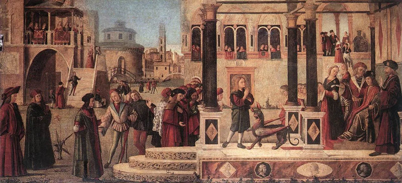Die Tochter des Kaisers Gordian wird von Heiligen Triphun exorziert - Vittore Carpaccio