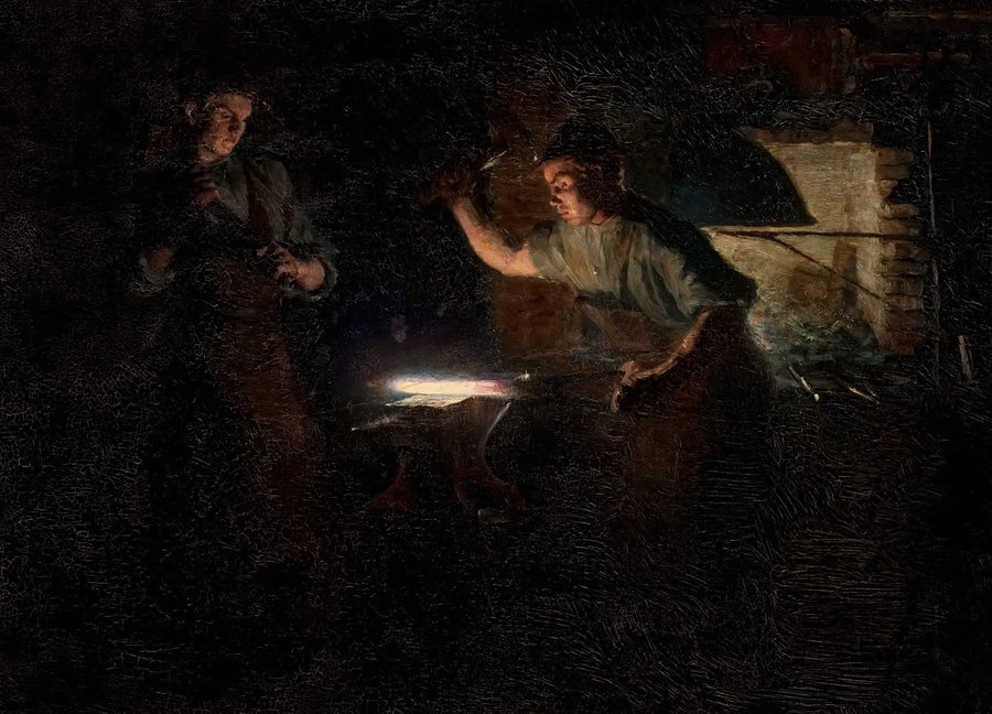 Die Schmiede von Henning Jensen in Skagen Østerby. - Peder Severin Krøyer