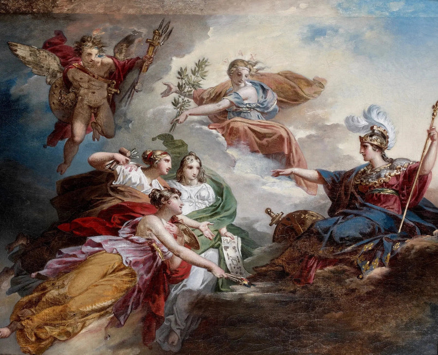 Frankreich, unter den Zügen von Minerva, die die Künste schützt - Charles Meynier