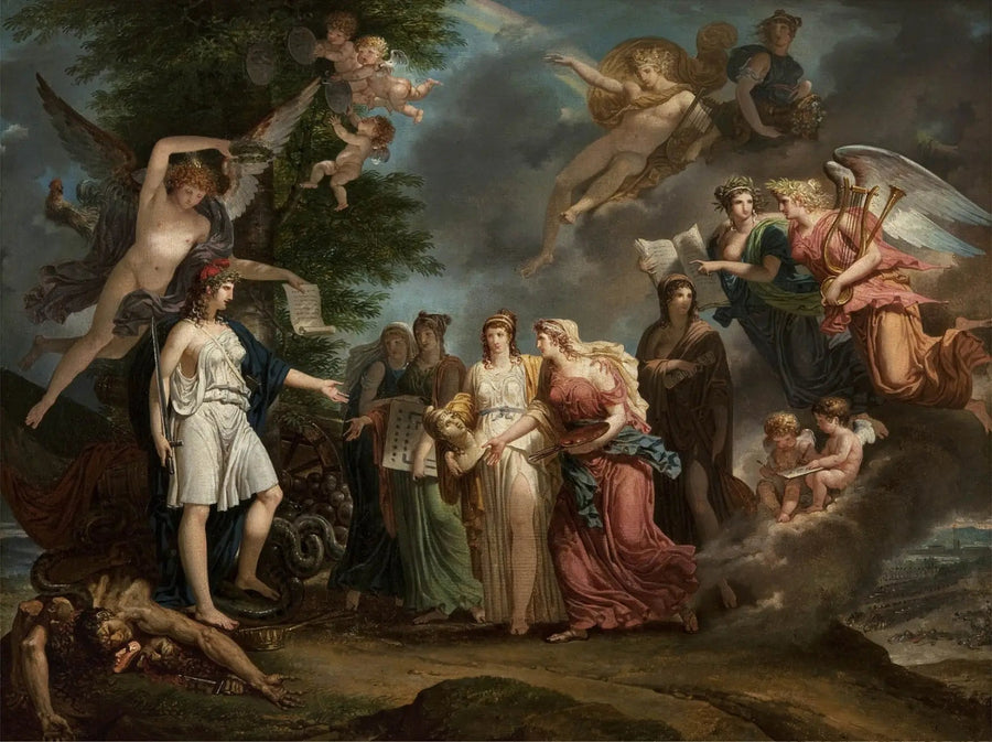 Frankreich triumphierend, das die Wissenschaften und Künste inmitten des Krieges ermutigt - Charles Meynier