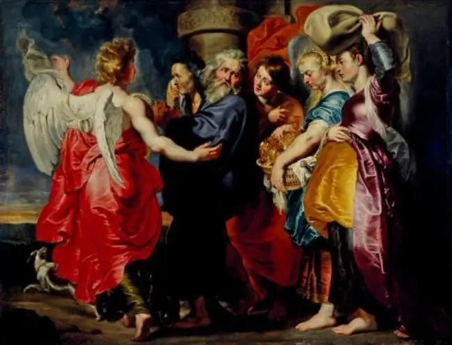 Die Flucht von Lot und seiner Familie aus Sodom (Genesis 19: 12-24), nach 1615 - Peter Paul Rubens