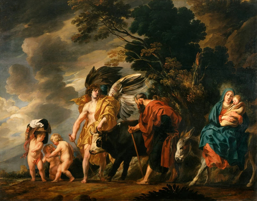 La fuite de la Sainte Famille en Égypte - Jacob Jordaens image 1 copie de tableau peinte à la main