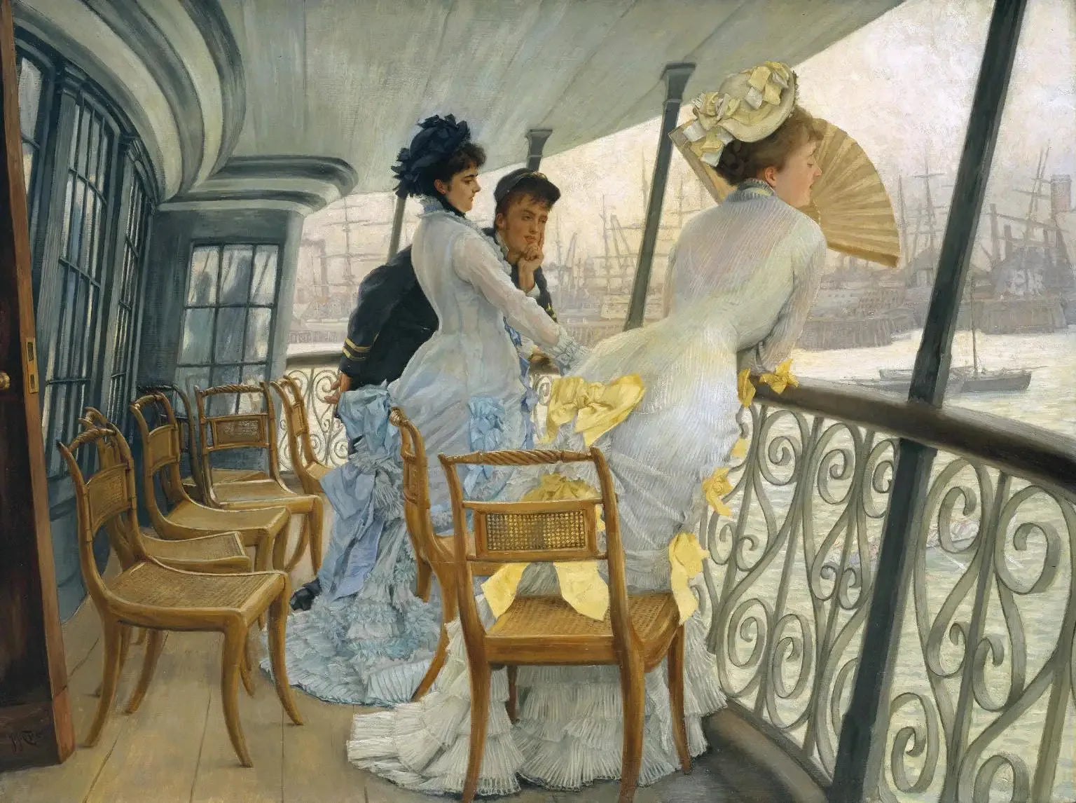 La Galerie du HMS Calcutta (Portsmouth) - James Tissot image 1 reproduction artisanale de tableau