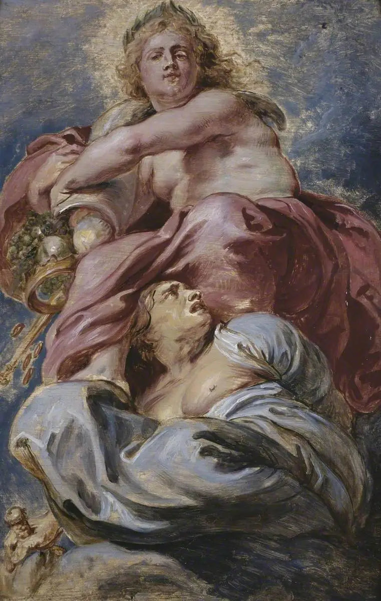 Die Großzügigkeit von Jakob I., der die Geizigkeit besiegt - Peter Paul Rubens
