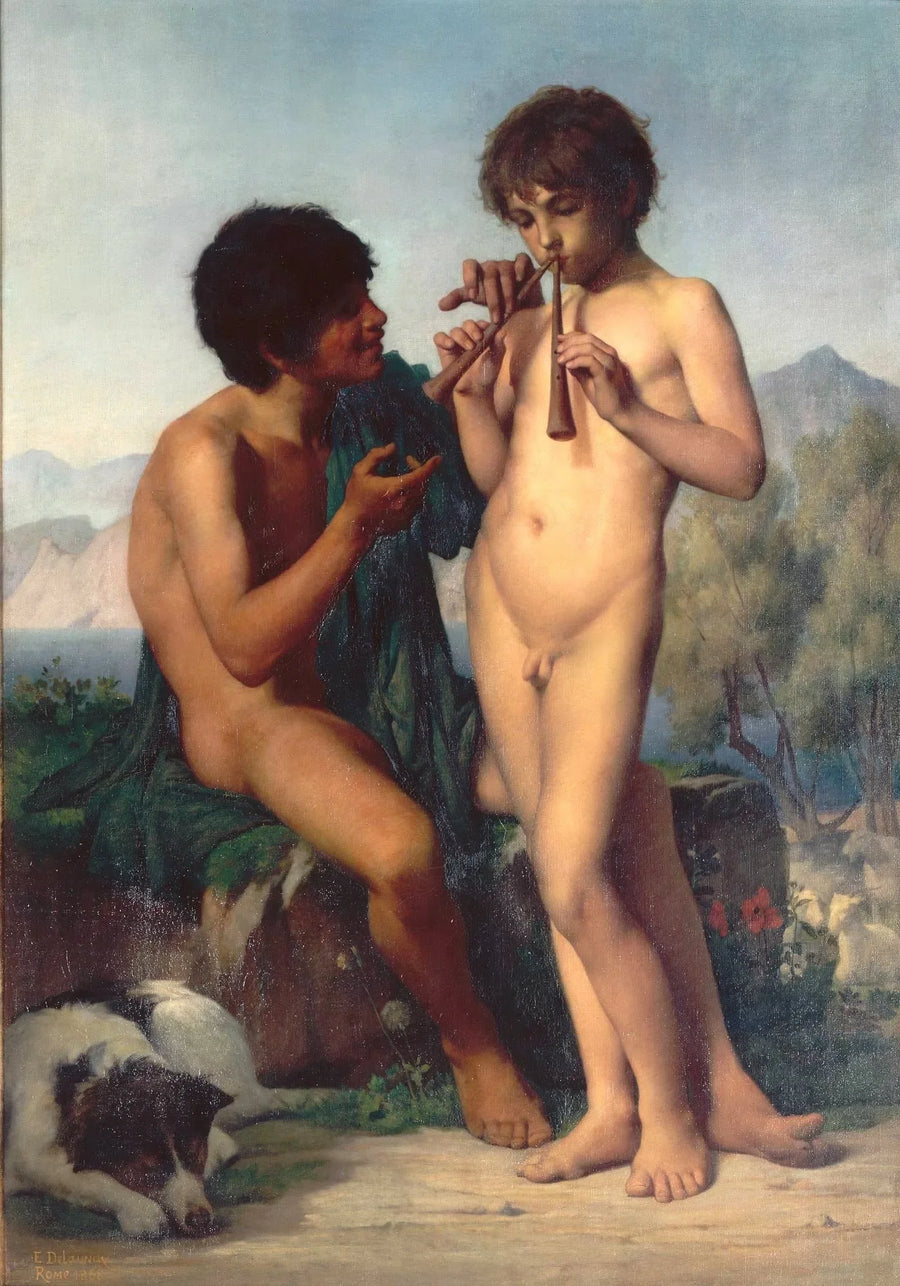 La Leçon de flûte - Jules-Élie Delaunay