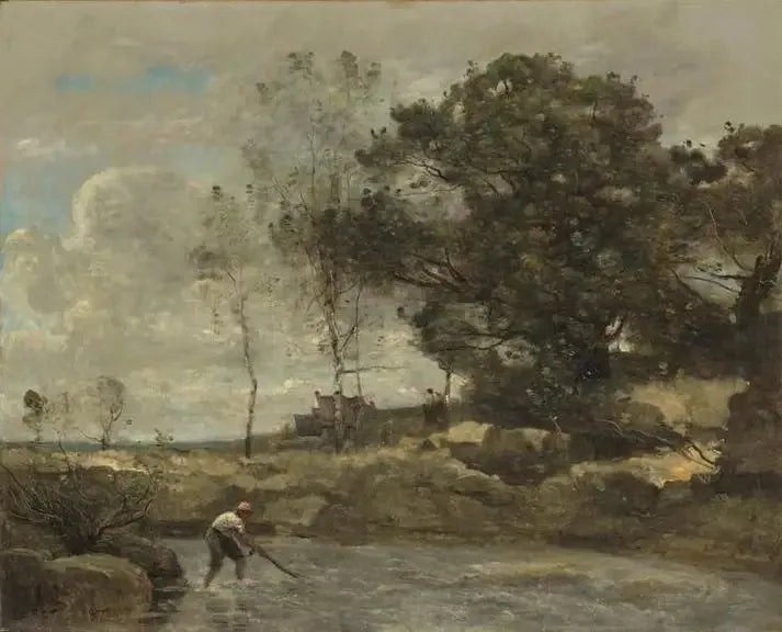 Die Hebung der Netze - Jean-Baptiste Camille Corot