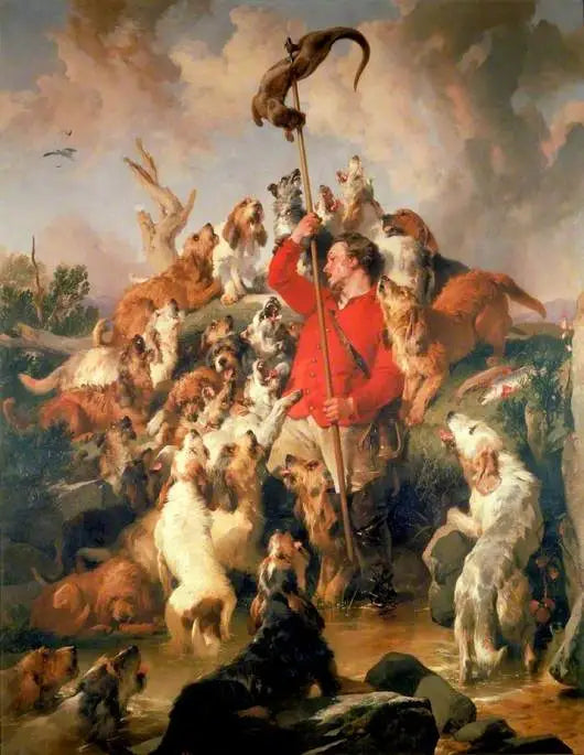 Die erlegte Otter, die Otterhunde des Grafen von Aberdeen - Edwin Henry Landseer