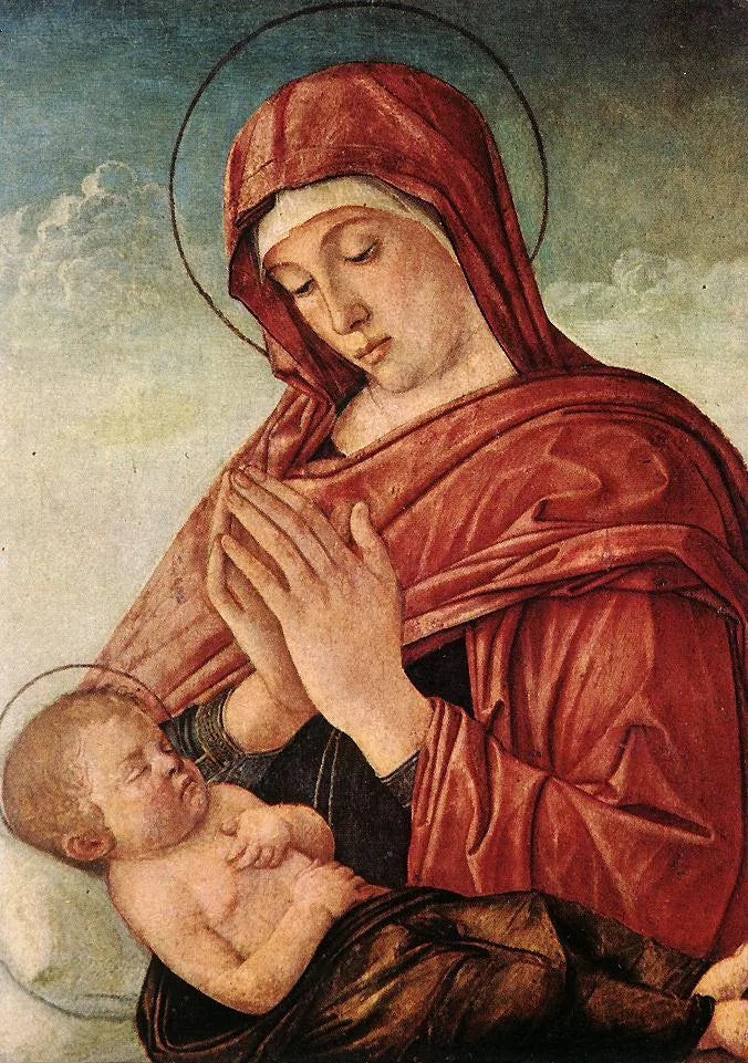 Die Madonna, die das schlafende Jesuskind verehrt - Giovanni Bellini
