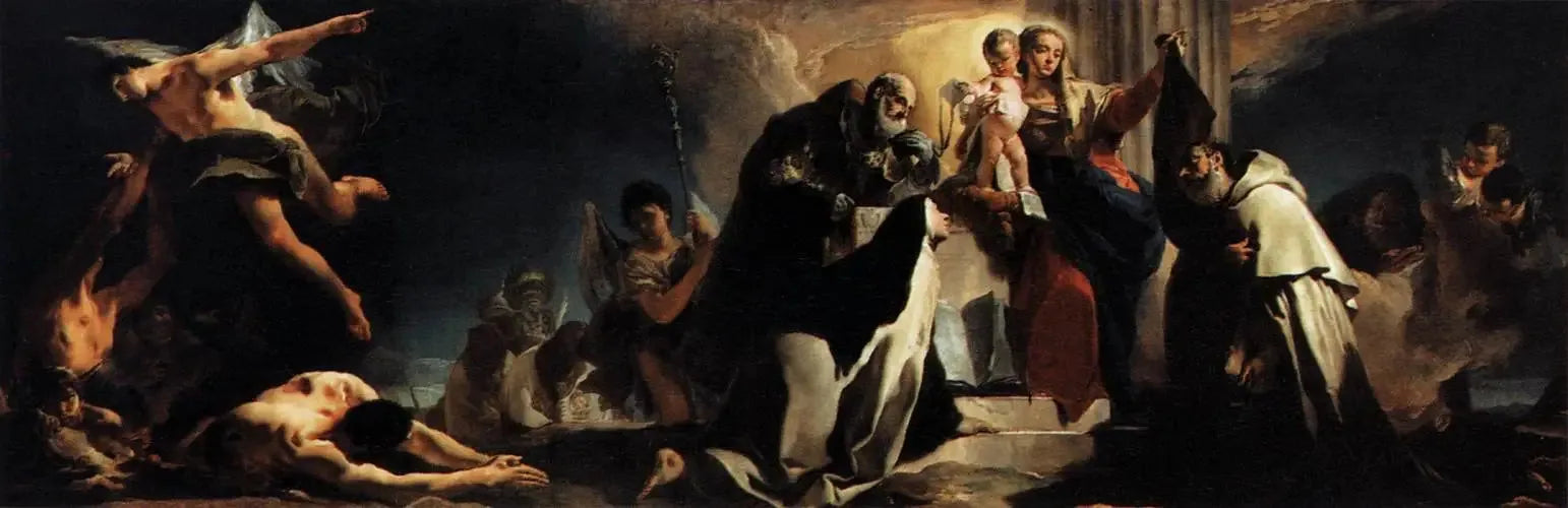 La Madone du Carmel et les âmes du purgatoire - Giovanni Battista Tiepolo image 1 copie peinte à la main à l’huile