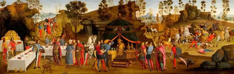 La magnanimité d'Alexandre le Grand (scène de l'histoire d'Alexandre le Grand) - Domenico Ghirlandaio image 1 reproduction artisanale de tableau