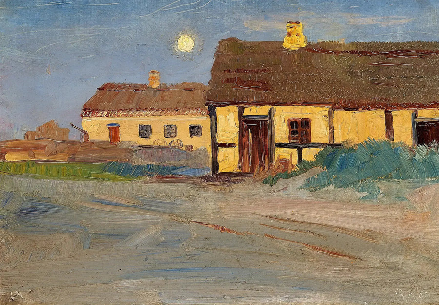 Das Haus von Christoffer in Skagen. Mondschein. Sommerabend - Peder Severin Krøyer