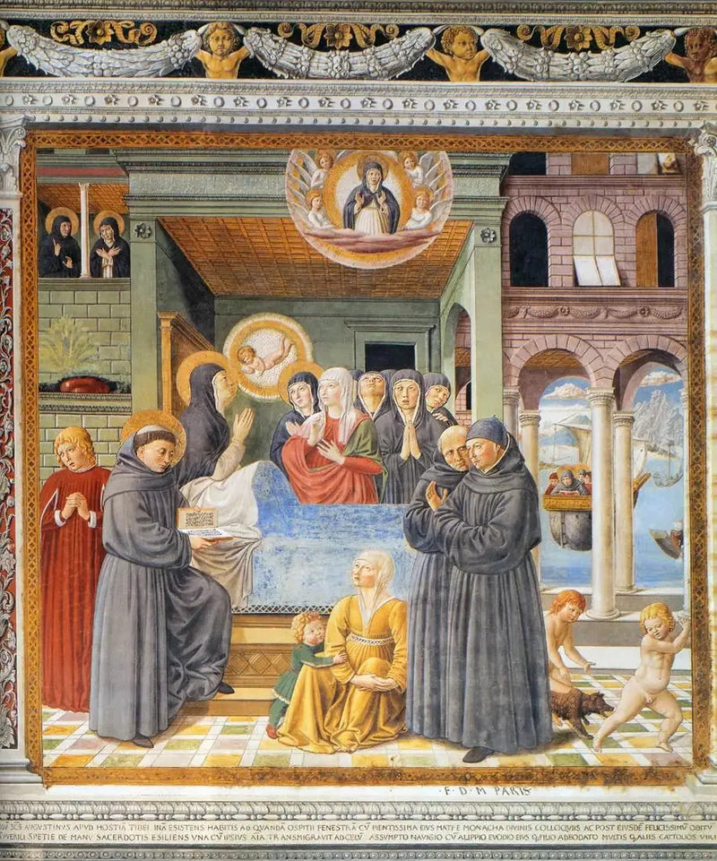 Der Tod der heiligen Monika (Szene 13, Südwand) - Benozzo Gozzoli