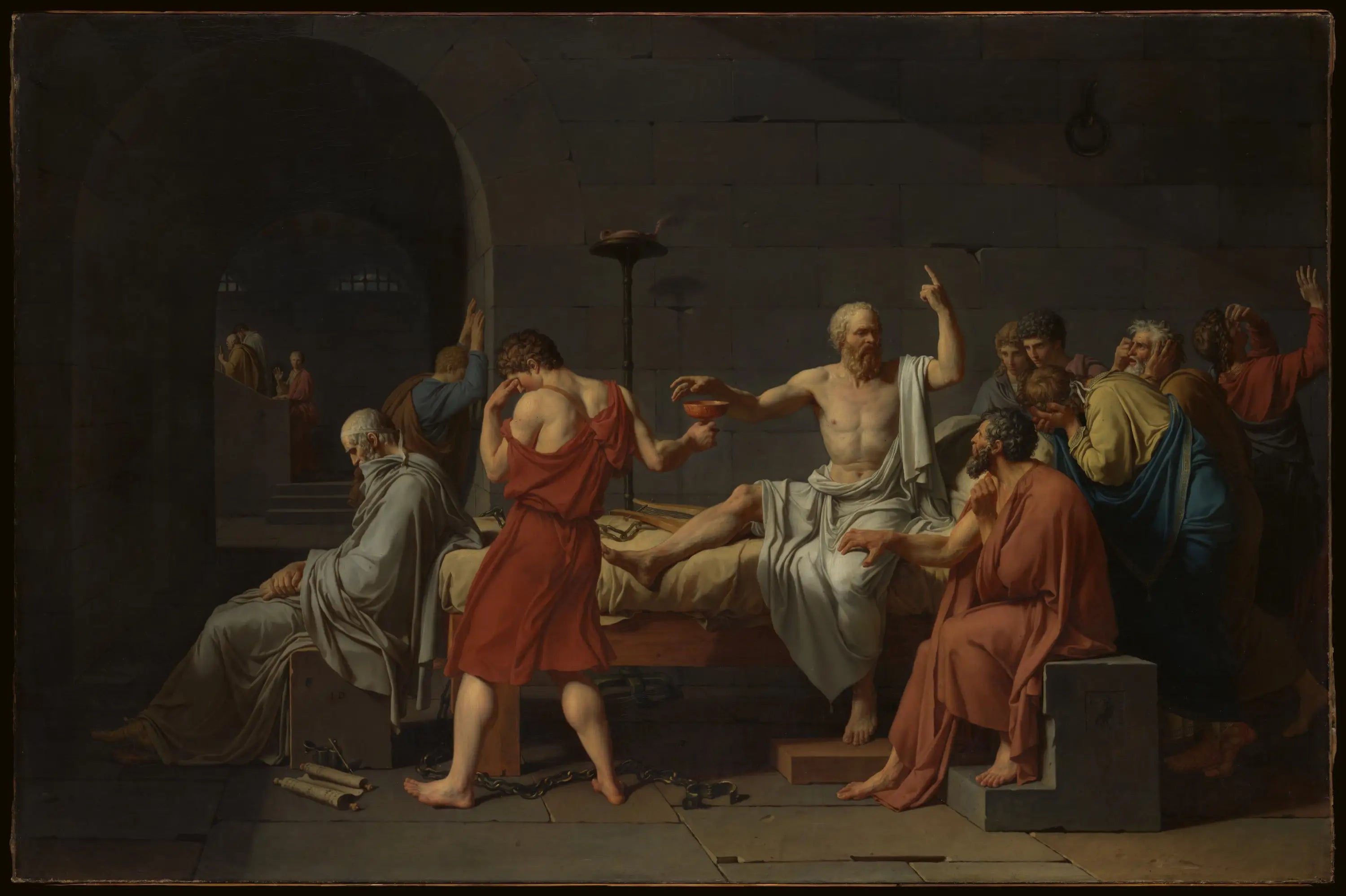La Mort de Socrate - Jacques-Louis David image 1 copie peinte à la main à l’huile